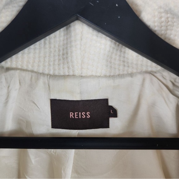 Reiss Angora Wool Ivory Cream Soft Girl Coat Size Large Pleated Peacoat Swing - Picture 3 of 11